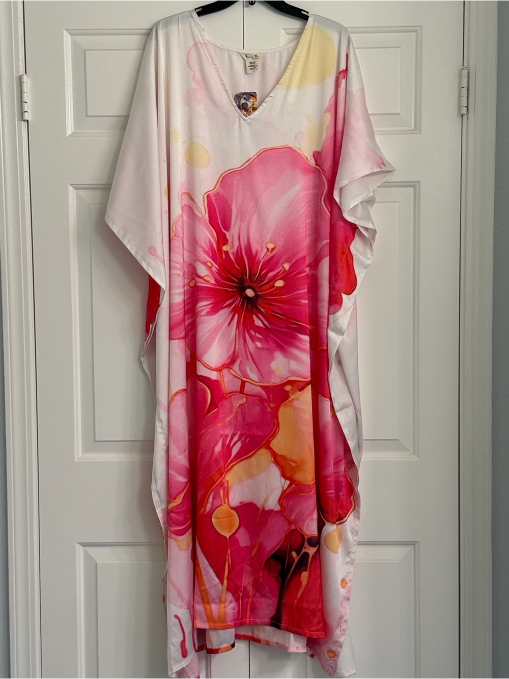 NWT Gypsie  Blu Pink Floral Caftan Tunic Dress One Size